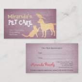 Pet Care Paars en Gold Dog Cat Bird Silhouettes Afsprakenkaartje (Voorkant / Achterkant)