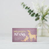 Pet Care Paars en Gold Dog Cat Bird Silhouettes Afsprakenkaartje (Staand voorkant)