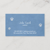 Pet Care Schattige Dog Plain Blue Pet Sitter Visitekaartje (Achterkant)