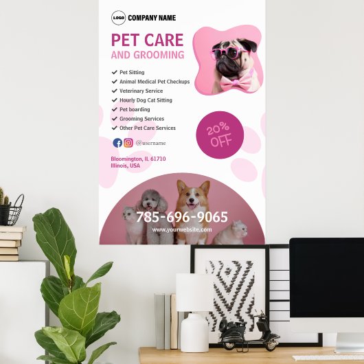 Pet Care Services Poster (Thuiskantoor)