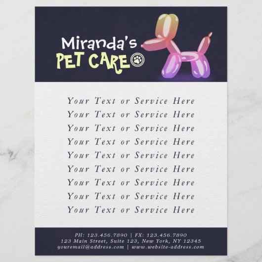 Pet Care Sitting Bathing Grooming Salon Food Shop Flyer (Voorkant)