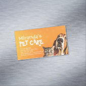 Pet Care Sitting Bathing Grooming Salon Food Shop Magnetisch Visitekaartje (Voorbeeld)