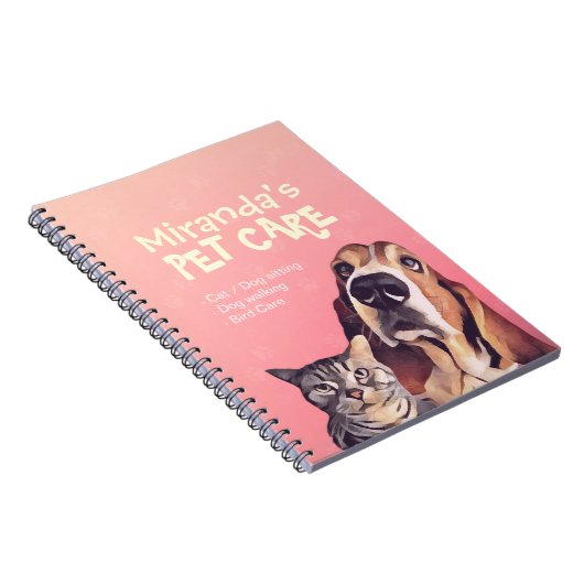 Pet Care Sitting Bathing Grooming Salon Food Shop Notitieboek (Rechterzijde)