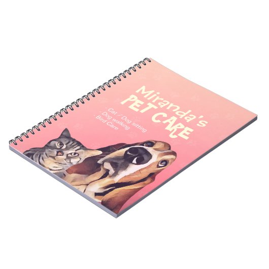 Pet Care Sitting Bathing Grooming Salon Food Shop Notitieboek (Linkerzijde)