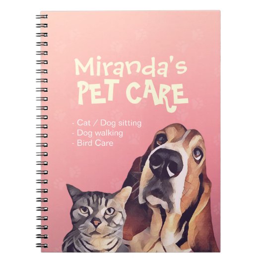 Pet Care Sitting Bathing Grooming Salon Food Shop Notitieboek (Voorkant)