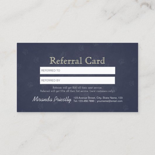 Pet Care Sitting Bathing & Grooming Shop Aanbevelingskaartje (Achterkant)