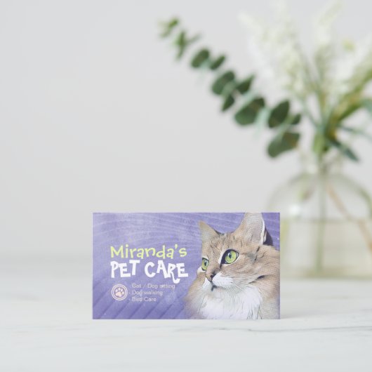 Pet Care Sitting Bathing & Grooming Shop Aanbevelingskaartje (Staand voorkant)