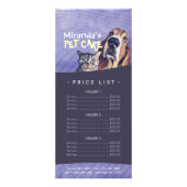 Pet Care Sitting Grooming Beauty Salon-prijslijst Reclamekaart (Voorkant)