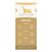 Pet Care Sitting Grooming Beauty Salon-prijslijst Reclamekaart (Voorkant)