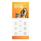 Pet Care Sitting Grooming Beauty Salon-prijslijst Reclamekaart (Voorkant)