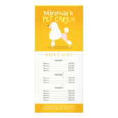 Pet Care Sitting Grooming Beauty Salon-prijslijst Reclamekaart (Achterkant)