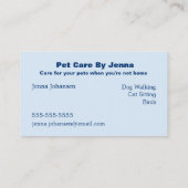 Pet Care Visitekaartje (Achterkant)