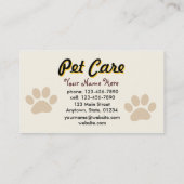 Pet Care Visitekaartje (Achterkant)