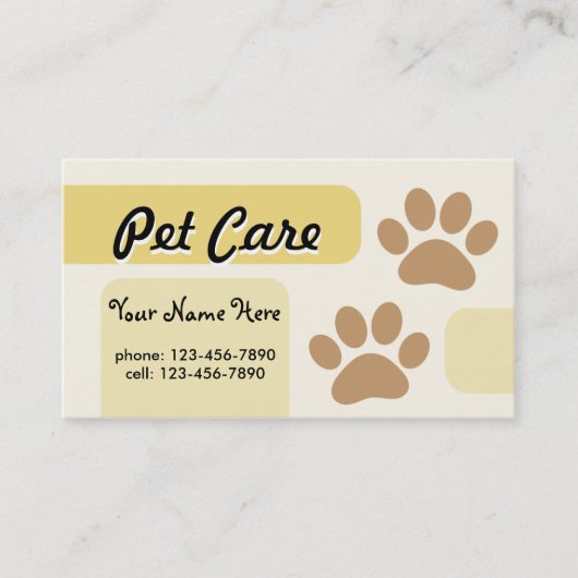 Pet Care Visitekaartje (Voorkant)