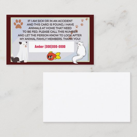 Pet Care Visitekaartje (Voorkant / Achterkant)