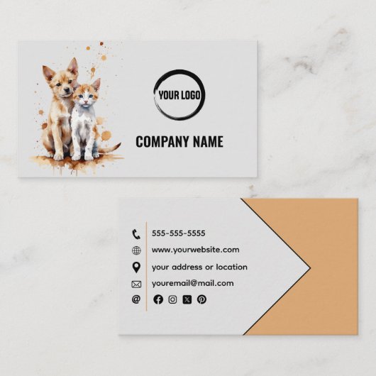 Pet Care Visitekaartje Met Kat en Hond (Voorkant / Achterkant)
