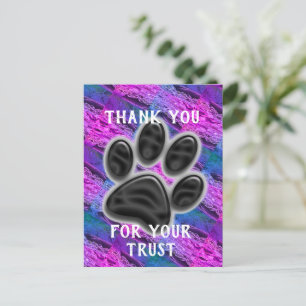Pet Caregiver Stripe Dog Paw Customer Appreciation Briefkaart