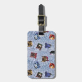 Pet Cat Blue Polka Dots Kitten Waterverf Bagagelabel (Voorkant verticaal)