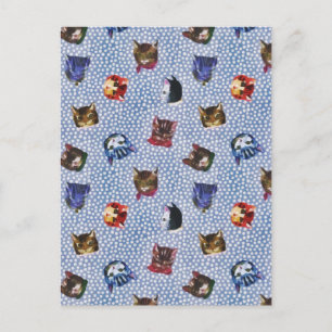 Pet Cat Blue Polka Dots Kitten Waterverf Feestdagenkaart