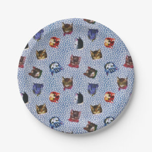 Pet Cat Blue Polka Dots Kitten Waterverf Papieren Bordje