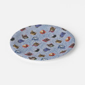 Pet Cat Blue Polka Dots Kitten Waterverf Papieren Bordje (Gekanteld)