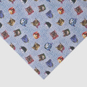 Pet Cat Blue Polka Dots Kitten Waterverf Tissuepapier (Detail)