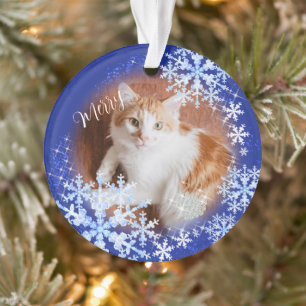 Pet Cat Christmas Blue-Ornament Ornament