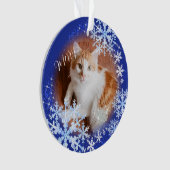 Pet Cat Christmas Blue-Ornament Ornament (voorkant)