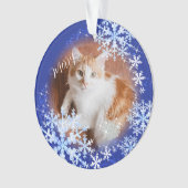 Pet Cat Christmas Blue-Ornament Ornament (voorkant)