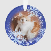Pet Cat Christmas Blue-Ornament Ornament (voorkant)