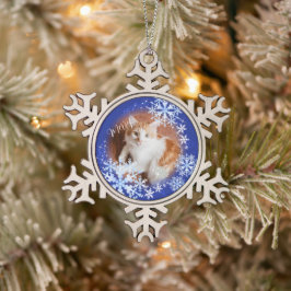 Pet Cat Christmas Blue-Ornament Tin Sneeuwvlok Ornament