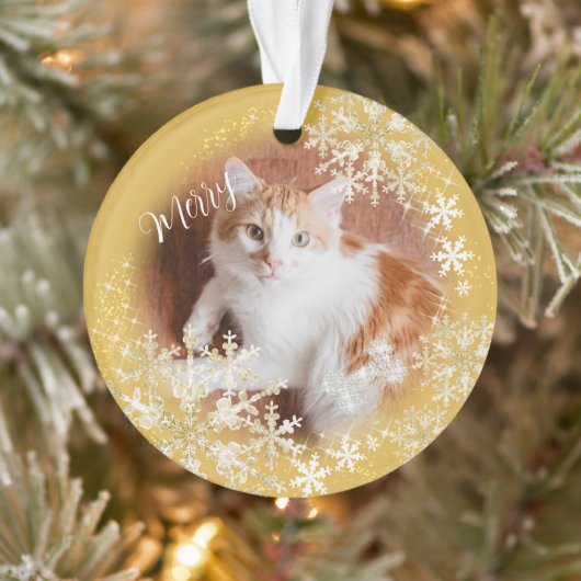 Pet Cat Christmas Gold-Ornament Ornament (Boom)