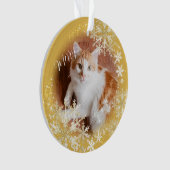 Pet Cat Christmas Gold-Ornament Ornament (voorkant)