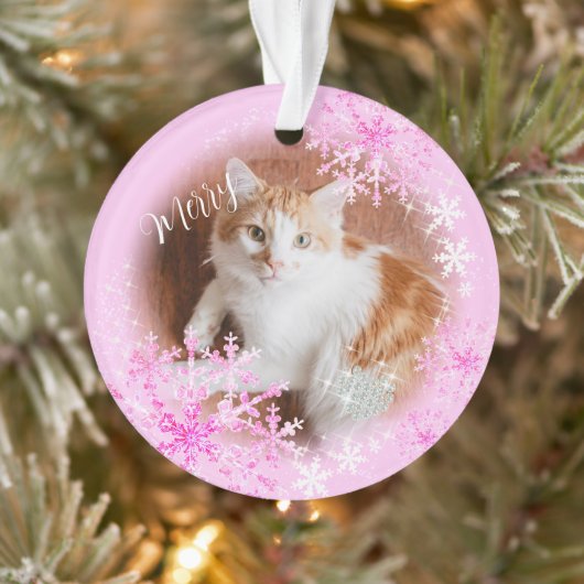 Pet Cat Christmas Roze Ornament (Boom)