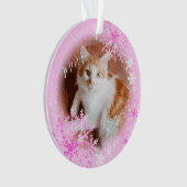 Pet Cat Christmas Roze Ornament (voorkant)