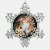 Pet Cat Christmas Zwart Goud Ornament (Voorkant)