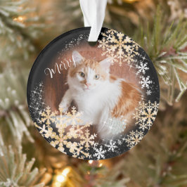 Pet Cat Christmas Zwart Goud Ornament