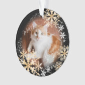Pet Cat Christmas Zwart Goud Ornament (voorkant)