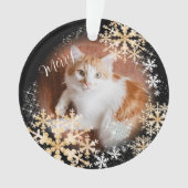 Pet Cat Christmas Zwart Goud Ornament (voorkant)
