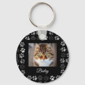 Pet Cat Dog Afdrukken Zwart Foto Aangepast cadeau Sleutelhanger (Voorkant)
