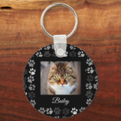 Pet Cat Dog Afdrukken Zwart Foto Aangepast cadeau Sleutelhanger (Voorkant)