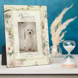 Pet Cat Dog Floral Vintage Romantic Memorial Fotoplaat