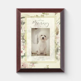 Pet Cat Dog Floral Vintage Romantic Memorial Troffee Gedenkplaat