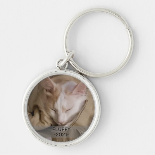 Pet Cat Dog Foto Name Sjabloon Sleutelhanger (Voorkant)