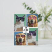 Pet Cat Dog Kerstmis Foto Collage Xmas Feestdagenkaart (Staand voorkant)