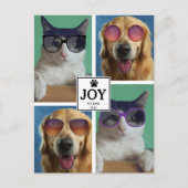 Pet Cat Dog Kerstmis Foto Collage Xmas Feestdagenkaart (Voorkant)