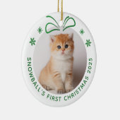 Pet Cat First Kerstmis Persoonlijke Fotovakantie Keramisch Ornament (Rechts)