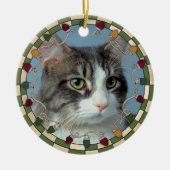 Pet Cat-fotokerstversiering Keramisch Ornament (Voorkant)