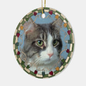 Pet Cat-fotokerstversiering Keramisch Ornament (Links)