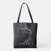 Pet Cat Fotonaam Tote Bag (Achterkant)